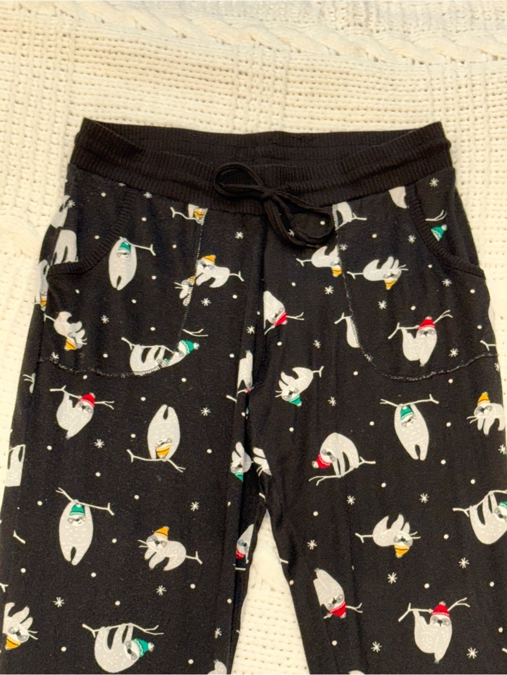 Secret Treasures Black Sloth Christmas PJ Jogger Pants Size M
